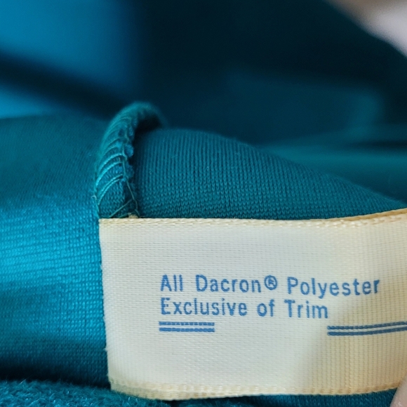 Vintage 70s JCPenney Robe Women’s 14 Aqua Stripe Half Zip A-Line Lounge Dacron - Picture 9 of 9